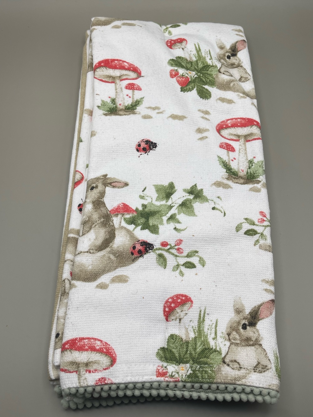 Cynthia Rowley Bunny & Mushroom Striped Kitchen Towel Set of Two, NWT 🐰🍄 - Picture 3 of 4